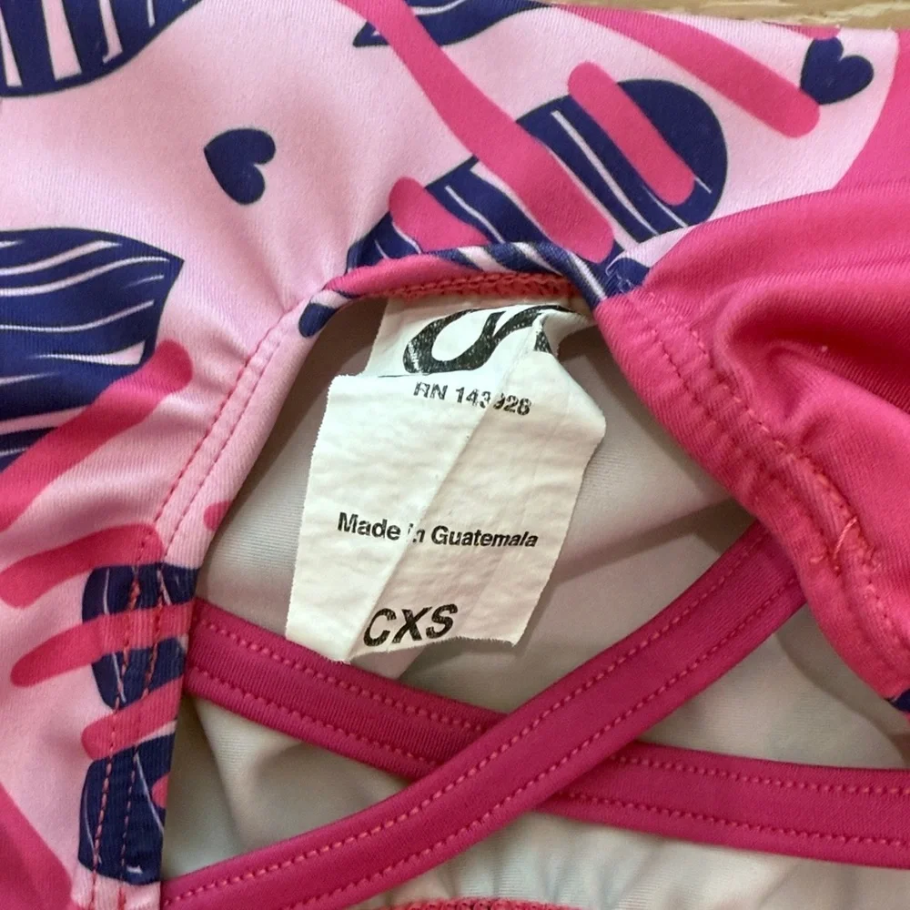 GK Pink and Blue Kids XS (4-5) Heart Leotard
